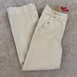 Beige Twill Wide Leg Pants